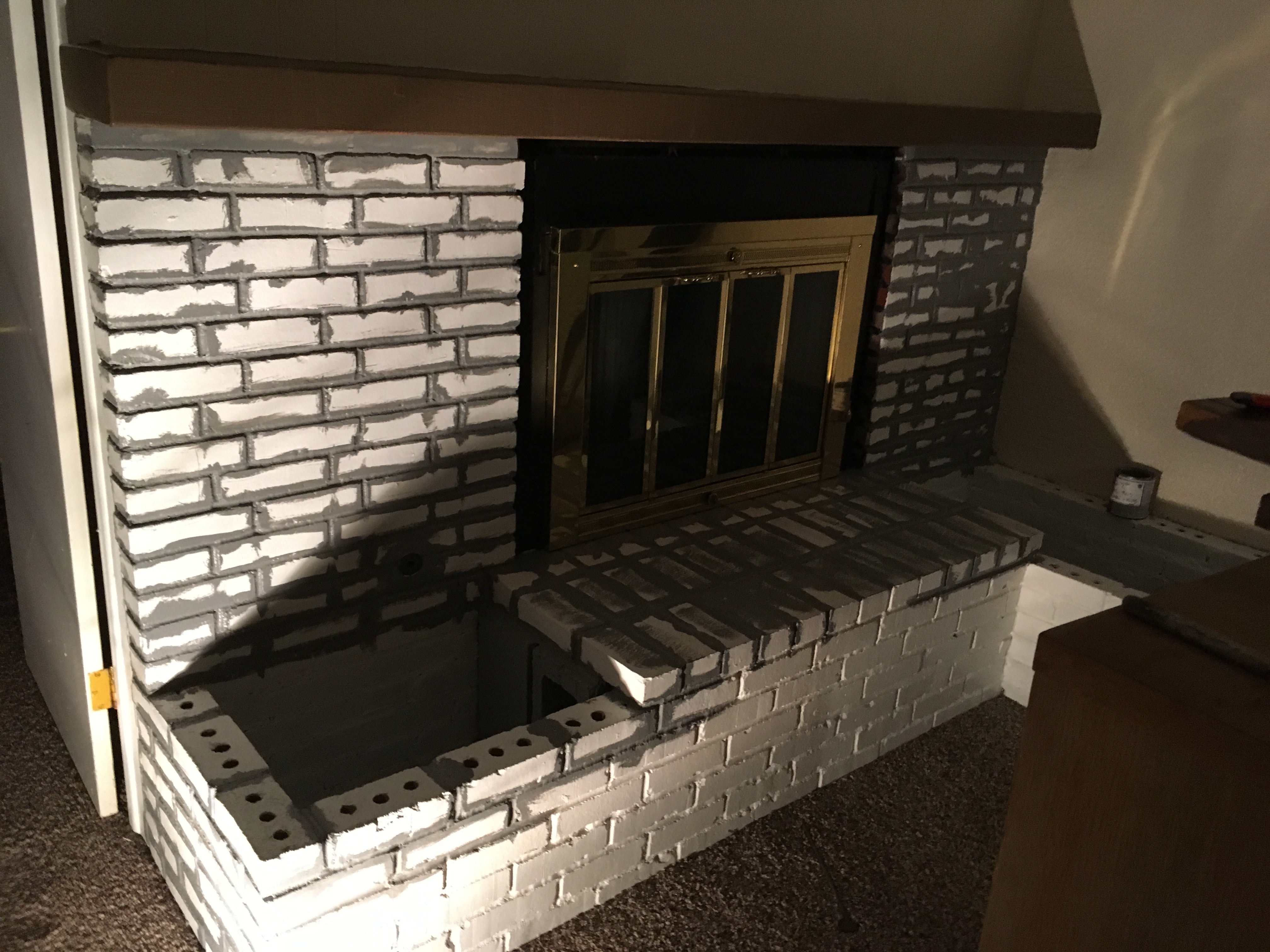 Pop Up Painting - faux fireplace paint job during