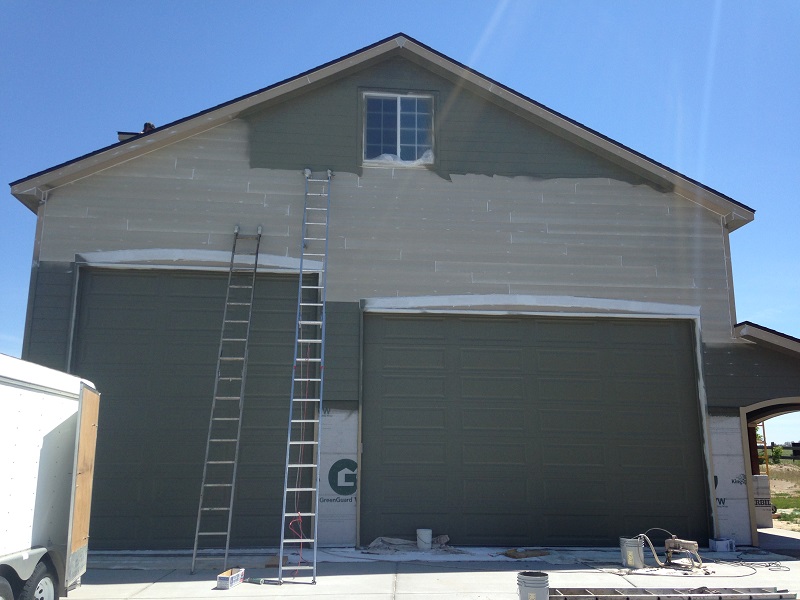 Large garage painting project in progress